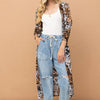 And The Why Leopard Kimono Open Front Longline Cardigan - Leopard
