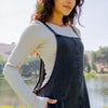 Mono B Drawstring Waist Spaghetti Strap Overalls with Pockets - Black