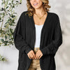 Basic Bae Full Size Ribbed Cocoon Cardigan - Black