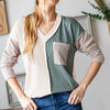 Heimish Color Block Exposed Seam Ribbed T-Shirt - Cream