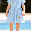 Children's Embroidered Short Sleeve Dress - Light Blue