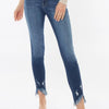 Kancan Raw Hem High Waist Cropped Jeans - DARK