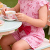 Children's Bowknot Ruffle Sleeve Top and Shorts Set - Pink