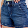 Judy Blue Full Size Double Button Waistband Denim Shorts Plus Size - Dark
