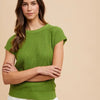 Annie Wear Round Neck Short Sleeve Sweater - Moss