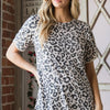 Heimish Leopard Round Neck Petal Sleeve T-Shirt - TAUPEM