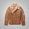 New Aviator Brown B3 Real Sheepskin Shearling Leather Bomber Flying Jacket for Men - Brown