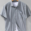 Men's Plus Size Short Sleeve Button-Up Shirt - Dark Gray Strip