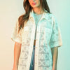 VERY J Plus Size Oversized Crochet Button Down Shirt Top - White