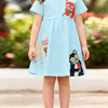 Children's Cartoon Animal Casual Dress - Mint Blue