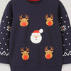 Children's Christmas Reindeer & Santa Round Neck Sweatshirt - Black