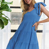 ADORA V-Neck Tie Shoulder Dress - Blue