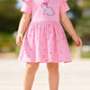 Children's Bunny Applique Ruffle Sleeve Dress - Pink
