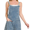 Zenana Woven Double Gauze Acid Washed Romper - DUSTY BLUE