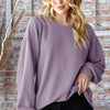 Heimish Full Size Round Neck Dropped Shoulder Blouse - LAVENDER
