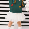 Children's Floral Embroidered Crew Neck Sweatshirt - Dark Green