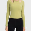 Millennia Halter Neck Long Sleeve Sporty Top - Yellow-Green