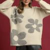 Umgee Floral Jacquard Knit Sweater - Cream