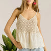ADORA Crochet V Neck Tank Top - BEIGE