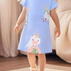 Children's Unicorn Print Casual Dress - Light Blue