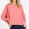 Mittoshop Side Slit Exposed Seam Round Neck Sweatshirt - Strawberry