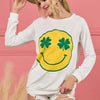 BiBi Smile Face Graphic Round Neck Long Sleeve Top - IVORY