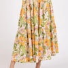 Mittoshop Flower Print Elastic Waist Tiered Skirt - Tangerine