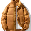 Men's Plus Size Zip Up Winter Puffer Jacket - Caramel