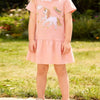 Children's Unicorn Embroidered Lace Collar Casual Dress - Watermelon pink