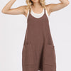 Mittoshop Scoop Neck Spaghetti Strap Overalls with Pockets - Brown
