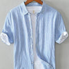 Men's Plus Size Casual Striped Short Sleeve Shirt - Sky Blue