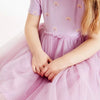 Children's Rainbow Print Tulle Dress - Lavender