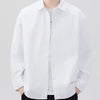 Men's Plus Size Casual Solid Color Long Sleeve Shirt - White