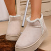 Cozy Winter Ankle Boots with Fluffy Fur Lining - Beige