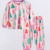 Children's Christmas Tree Print Pajama Set - Blush Pink