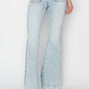 Risen Full Size High Rise Front Patch Pocket Flare Jeans - Acid Light