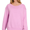 Zenana Fleece Boat Neck Sweatshirt - MAUVE