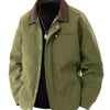 Men's Plus Size Contrast Collar Casual Jacket - Moss