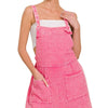 Zenana Woven Double Gauze Acid Washed Romper - FUCHSIA