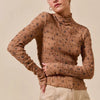 SO ME Floral Print Textured Long Sleeve Knit Top - BROWN