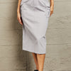HYFVE Professional Poise Buckled Midi Skirt - Light Gray