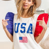 BiBi USA Theme Color Block Organza Ruffle Sleeve Top - OFF WHITE