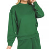 Zenana Scuba Long Sleeve Sweatshirt and Shorts Set - DK GREEN