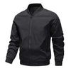 Men's Plus Size Zip Up Long Sleeve Jacket - Black