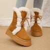 Lace-Up Winter Boots - Caramel