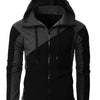 Men's Color Block Zip-Up Hoodie - Black