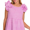Zenana Double Gauze Acid Washed Tiered Ruffle Peplum Top - MAUVE