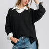 Umgee Wool Blended Pullover Sweater - Black