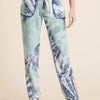 BiBi Tie Dye French Terry Casual Sweat Pants - COOL BLUE MINT