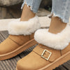 Fur-Lined Buckle Winter Ankle Boots - Camel